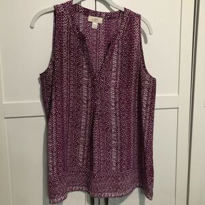 LOFT Burgundy and White Sleeveless Blouse